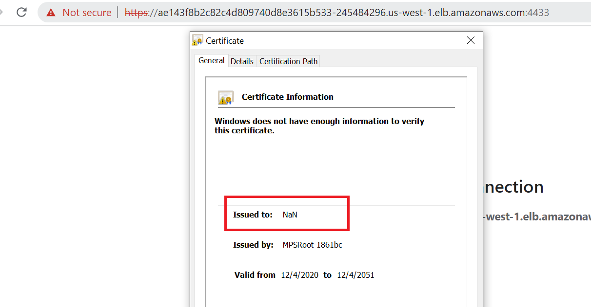 Figure 1: Incorrect Certificate
